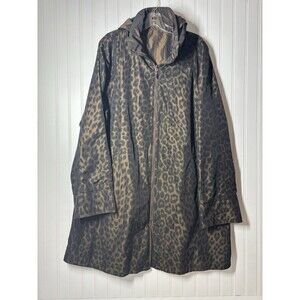 Gallery A-line Rain Coat XL Brown Leopard Print Hood